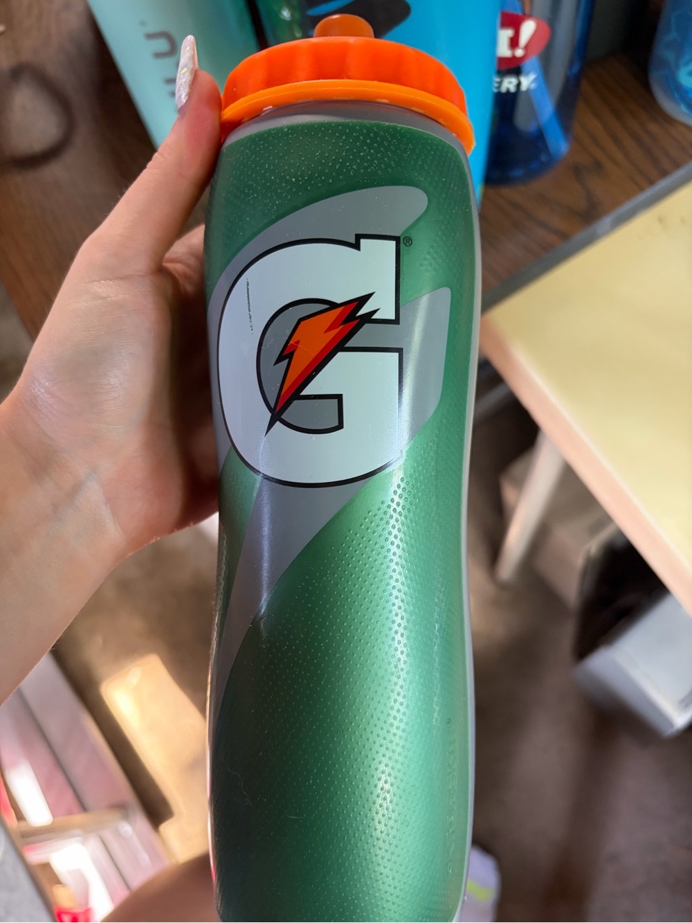 Gatorade Branded Green Sports Bottle with Orange Lid